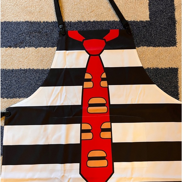 RARE Hamburglar Apron Black White Stripes McDonalds Hamburger Pocket NEW - Picture 2 of 6